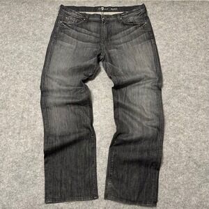 7 For All Mankind Austyn Jeans Mens 40 Black Relaxed Straight Leg Denim Stretch